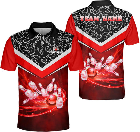 Ligthuy Personalized Name Bowling Polo Shirts 3D for Men and Women, Bowling Shirt, Bowling Team