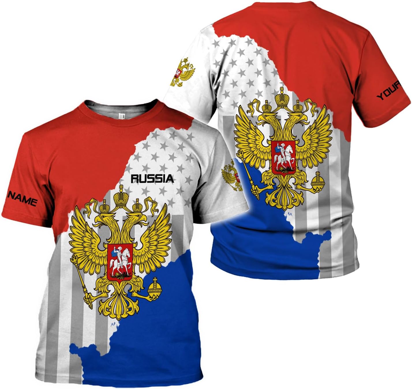 Personalized Russia Shirts Russian Shirt Russian Unisex Shirts Russia Flag Pride Shirts Russia Flag Coat of Arms Shirts