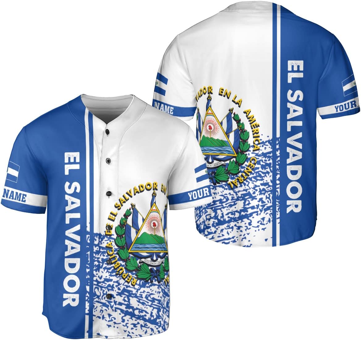 Personalized Name El Salvador Baseball Jersey Shirt El Salvador Flag Shirt Men Salvadorans Pride Jersey El Salvadoreña Tshirt