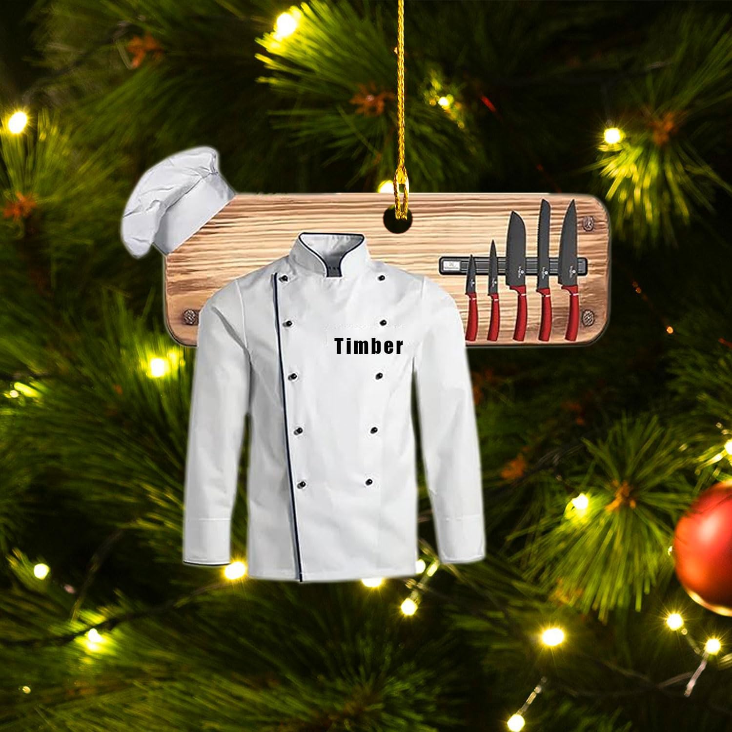 Personalized Chef Christmas Ornament 2024, Cooking Baking Christmas Ornaments, Chef Uniform Ornament, Custom Chef Hat Ornament for Christmas Tree Chef Gifts Food Ornaments Kitchen Ornament (Chef 11)