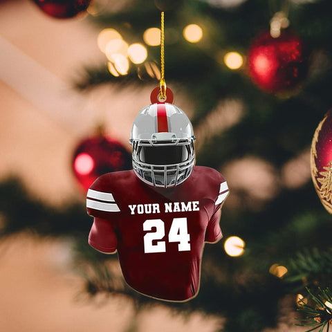 Personalized Name Football Ornaments 2024, Customized Football Christmas Ornaments Wood, Acrylic Ornament Christmas Tree Hanging Ornament Pine Tree Decorations for Kid Couple Friends Family