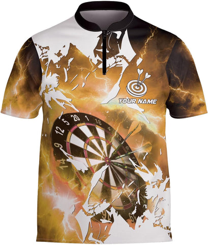 Artparel Custom Dart Shirts for Men Dart Bowling Jersey 3D Shirts Mens Darts Quarter-Zip Shirt Darts Jerseys with Team Name