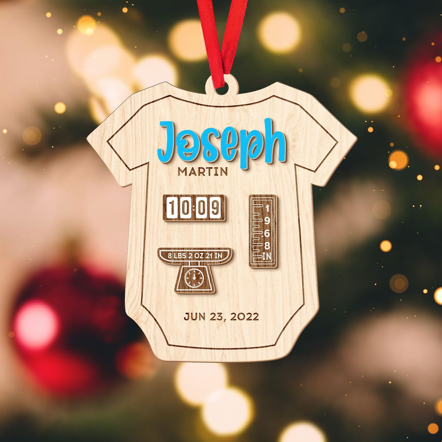 MAPrints Personalized Baby\u2019s First Christmas Layered Wood Ornament, Custom New Baby Gifts, Babys 1st Christmas Ornament 2023 Boy Or Girl Newborn, for New Mom Dad (BB 5)