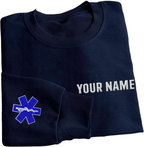 Leeprints Personalized EMT Embroidered Sweatshirt EMS Sweatshirt EMS Hoodie Paramedic Uniform Emergency Medical Technician