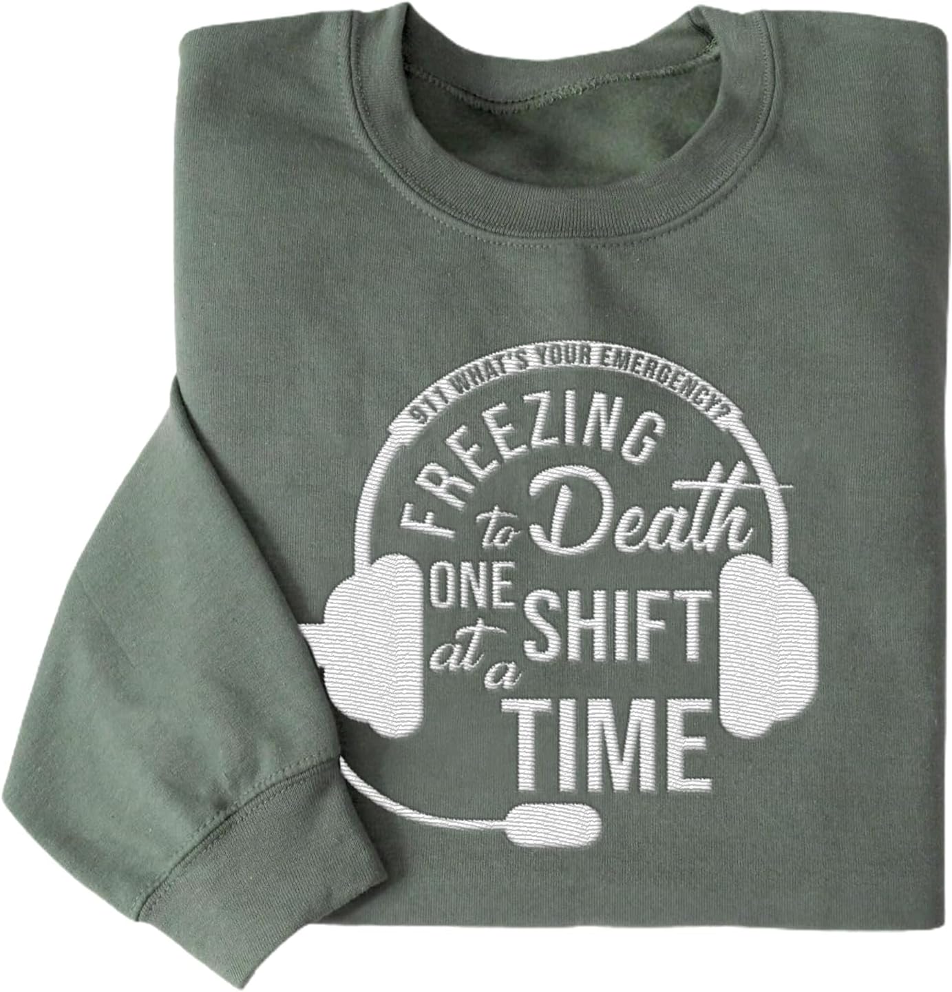 Personalized 911 Dispatcher Apparel, Thin Gold Line Embroidered Sweatshirt, Emergency 911 Hoodie Gift Dispatch Nurse Shirt