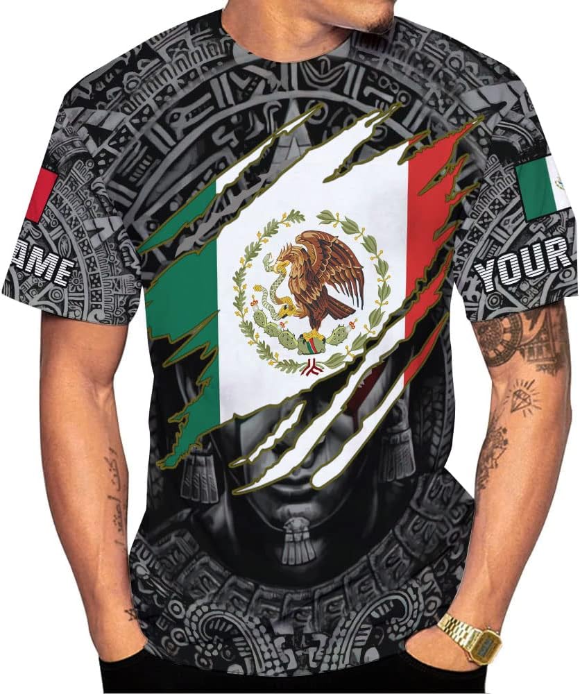 Personalized Name Mexican Shirts for Men, Customized Aztec Warrior Mexico Shirts for Men, Mexico Shirts for women, Mexico Shirt Eagle Flag Mexican Eagle Shirt, Mexico Soccer shirt men TS48