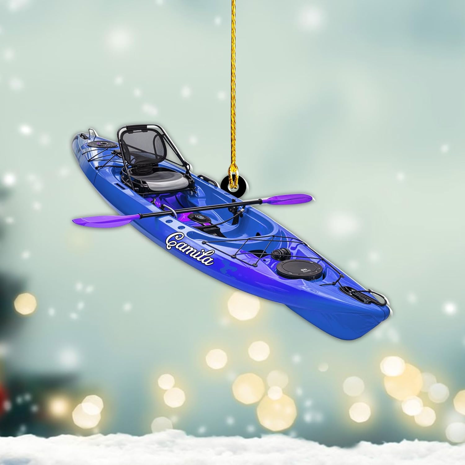 AOVL Personalized Kayak Ornament Lake Kayaking Board Ornament Kayak Gift for Christmas Tree Kayaking Christmas Ornament Kayaking Gifts Ornaments (KY3)