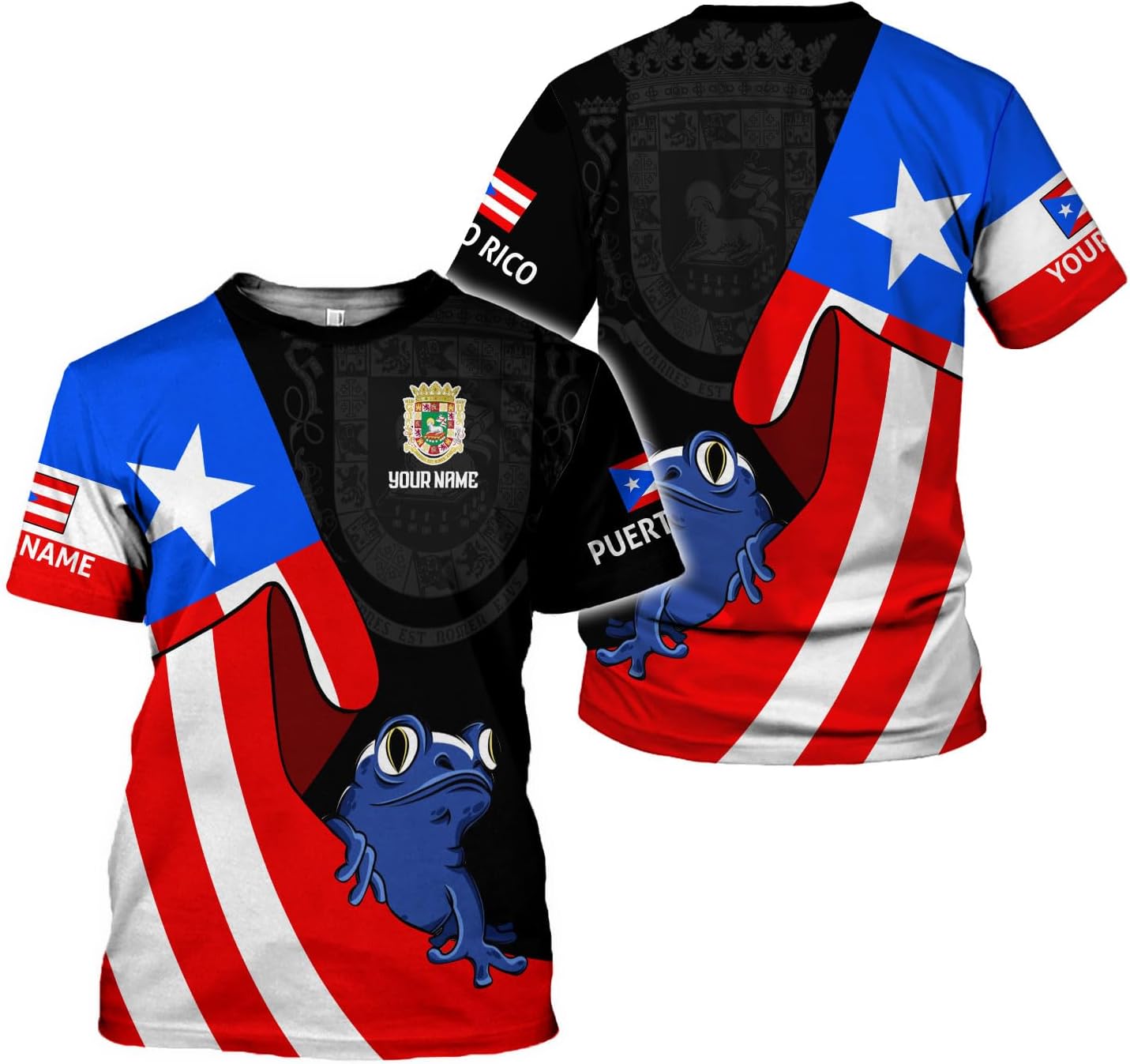 Mostprints Personalized Name Puerto Rico Shirt, Customized Puerto Rico Shirts for Men and Women, Puerto Rico Flag T-Shirt3