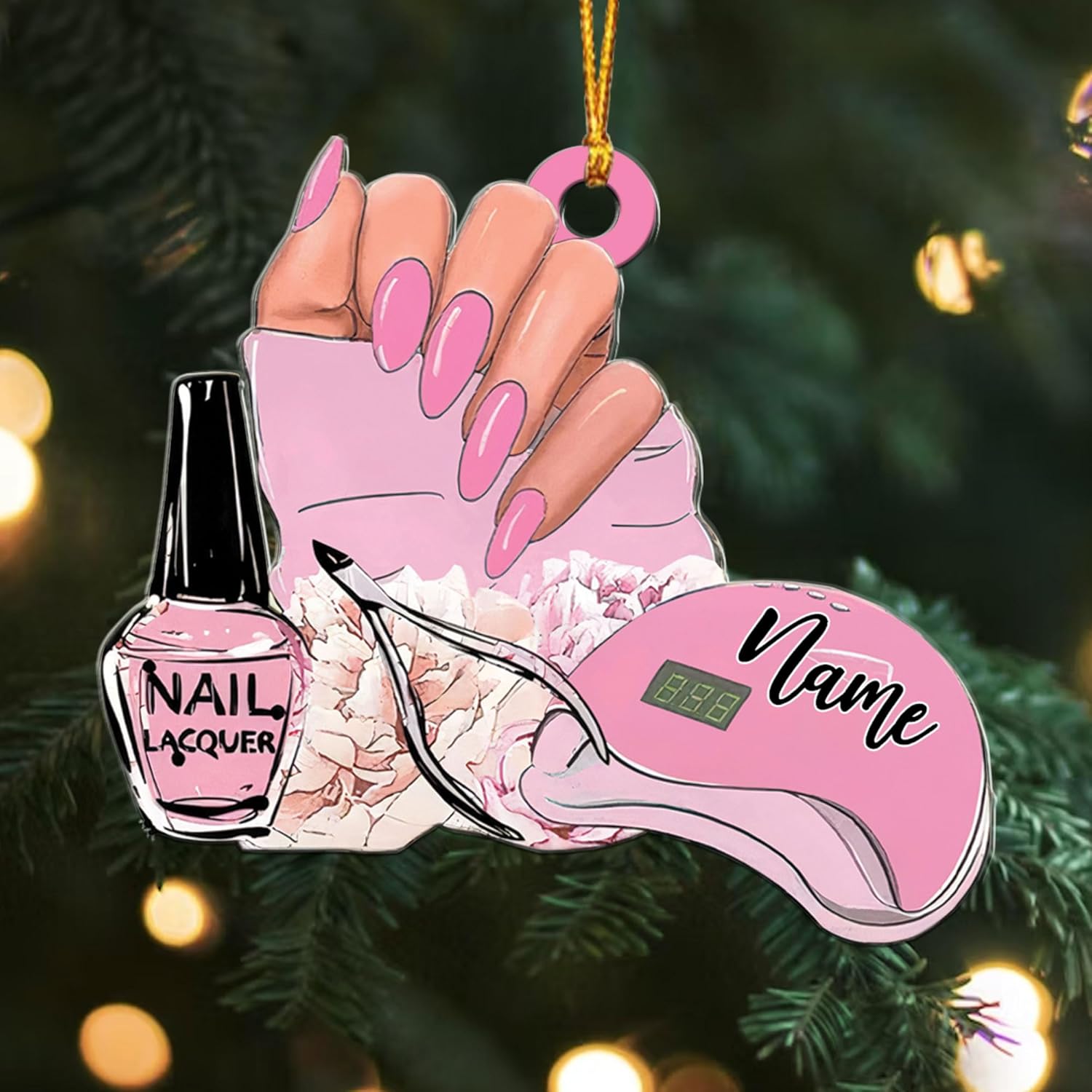 AOVL Personalized Nail Ornament,Nail Technician Ornament, Nail Technician Ornaments, Makeup Ornaments Makeup Christmas Ornament, Nail tech Gifts, Nail Technician Gifts (Nail 9)