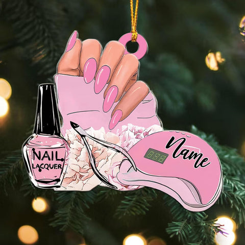 AOVL Personalized Nail Ornament,Nail Technician Ornament, Nail Technician Ornaments, Makeup Ornaments Makeup Christmas Ornament, Nail tech Gifts, Nail Technician Gifts (Nail 9)