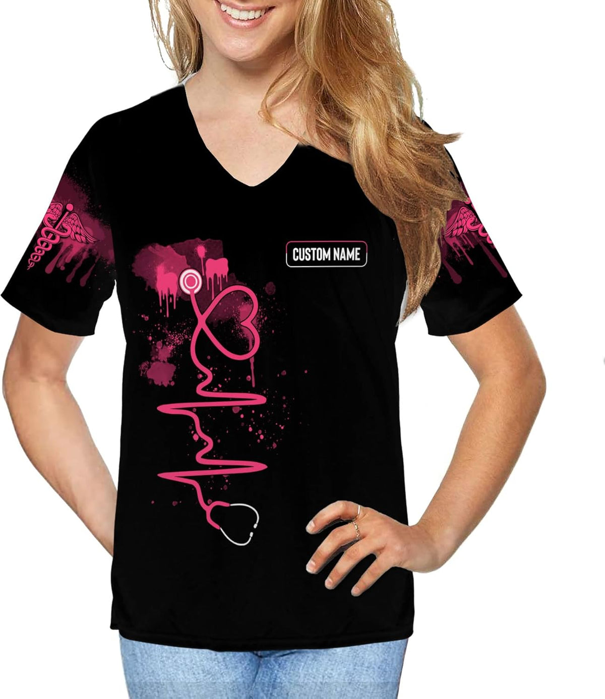 Personalized Nurse V-Neck T-Shirt Gifts for Women, Nursing School Nurse Graduation Gift, Nurse Life, Mother's Day (HD104)