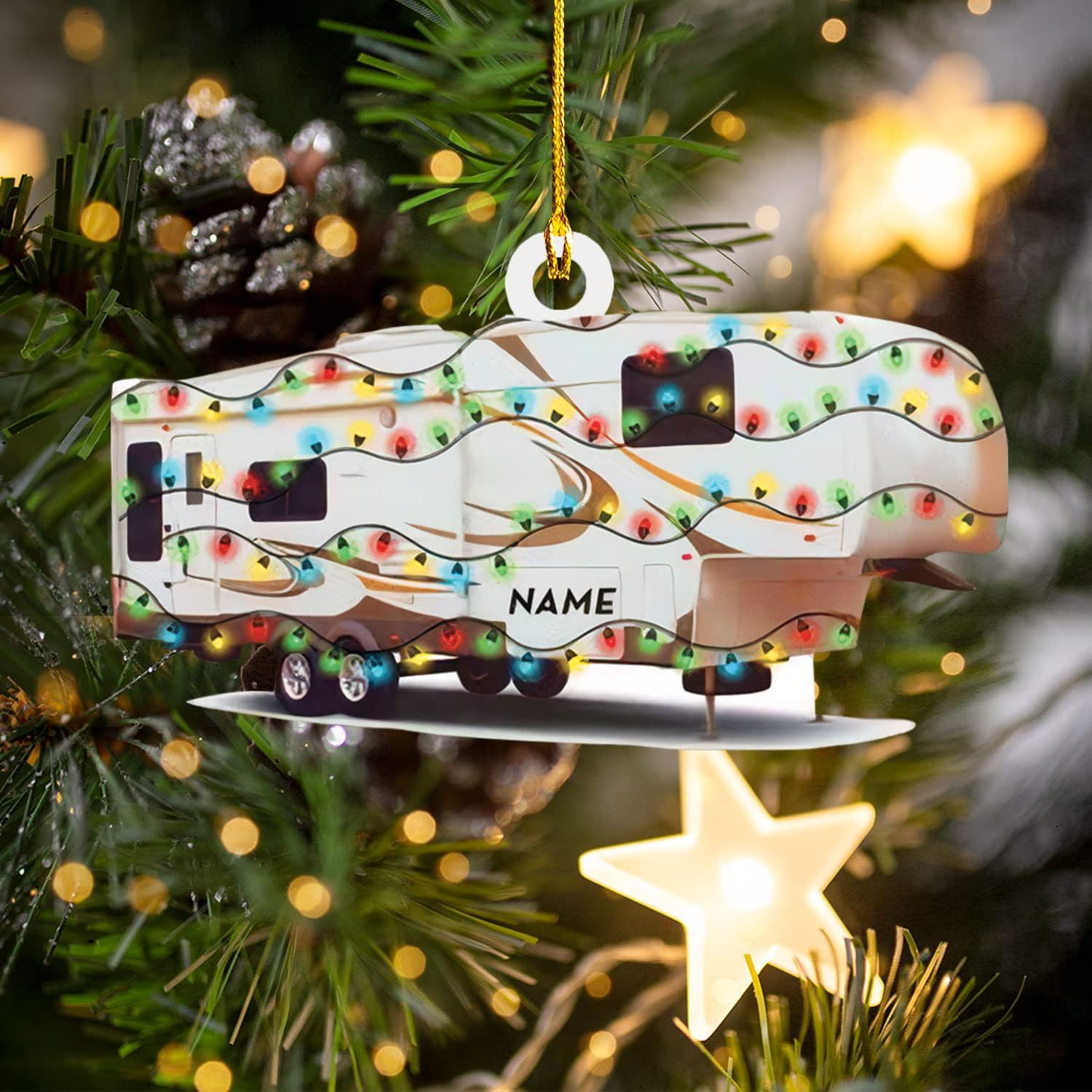 Artparel Personalized Camping Ornaments, Camping Christmas Ornaments, Camper Christmas Ornaments, Camping Ornaments for Christmas Tree, Camper Tree Ornament, Camper Gingerbread (Camping 2)