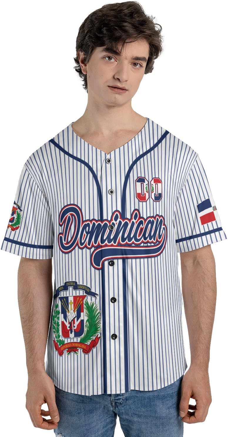 Custom Dominican Jersey for Men Dominican Baseball Jersey Dominican Baseball Jersey Dominicana Shirt Dominican Flag Jersey