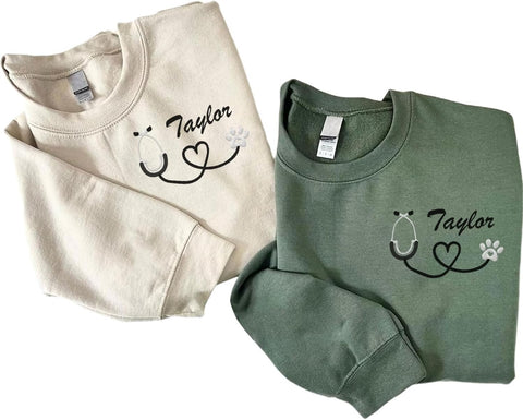 Personalized Veterinarian Embroidered Sweatshirt, Custom Vet Tech Shirt, Veterinary Technician Week Gifts, Veterinary Gifts