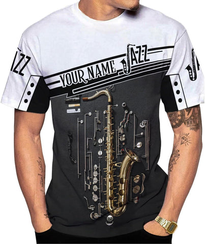 Mostprints Personalized Name Saxaphone Shirt 3D, Saxophone Shirt Gift, Saxophone Gifts Shirt for Men and Women S-5XL