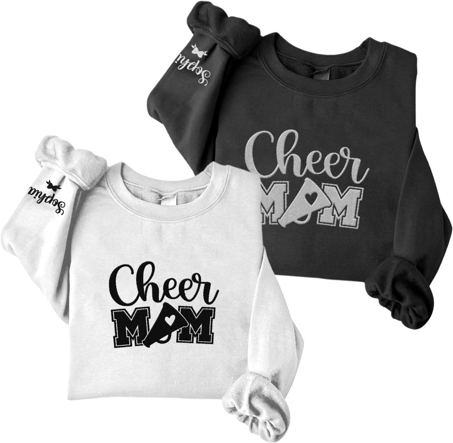Personalized Embroidered Cheer Mom Sweatshirt Custom Proud Cheerleader Mom Embroidery Sweatshirt Gift for Cheerleader Mother (Cotton, CM 7), Small-5X-Large