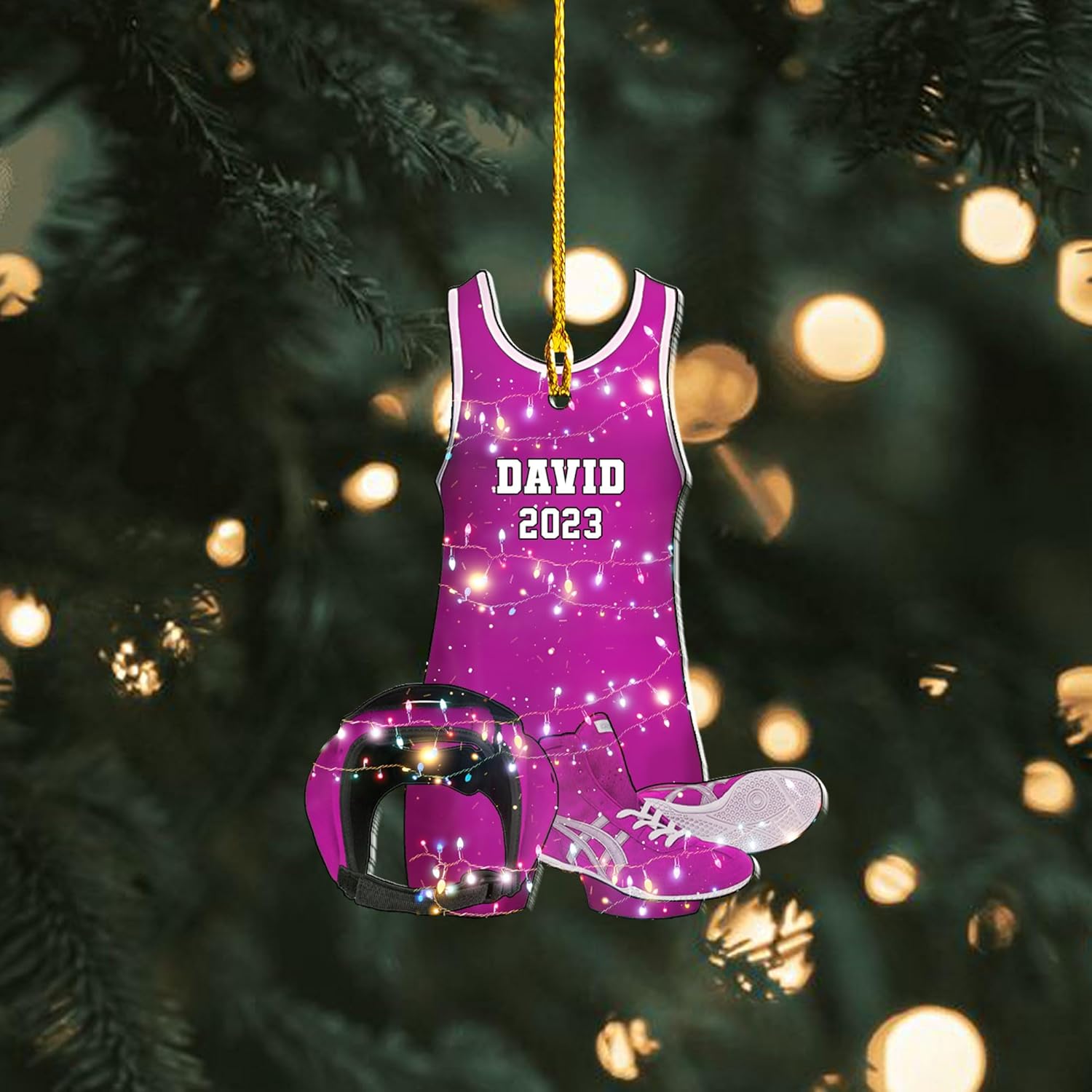 Personalized Wrestling Ornaments, Wrestling Christmas Ornament 2024, Boys Girls Wrestling Gifts Wrestler Christmas Ornaments, Wrestling Coach Gift for Wrestling Player Wrestling Helmet Ornament (W12)
