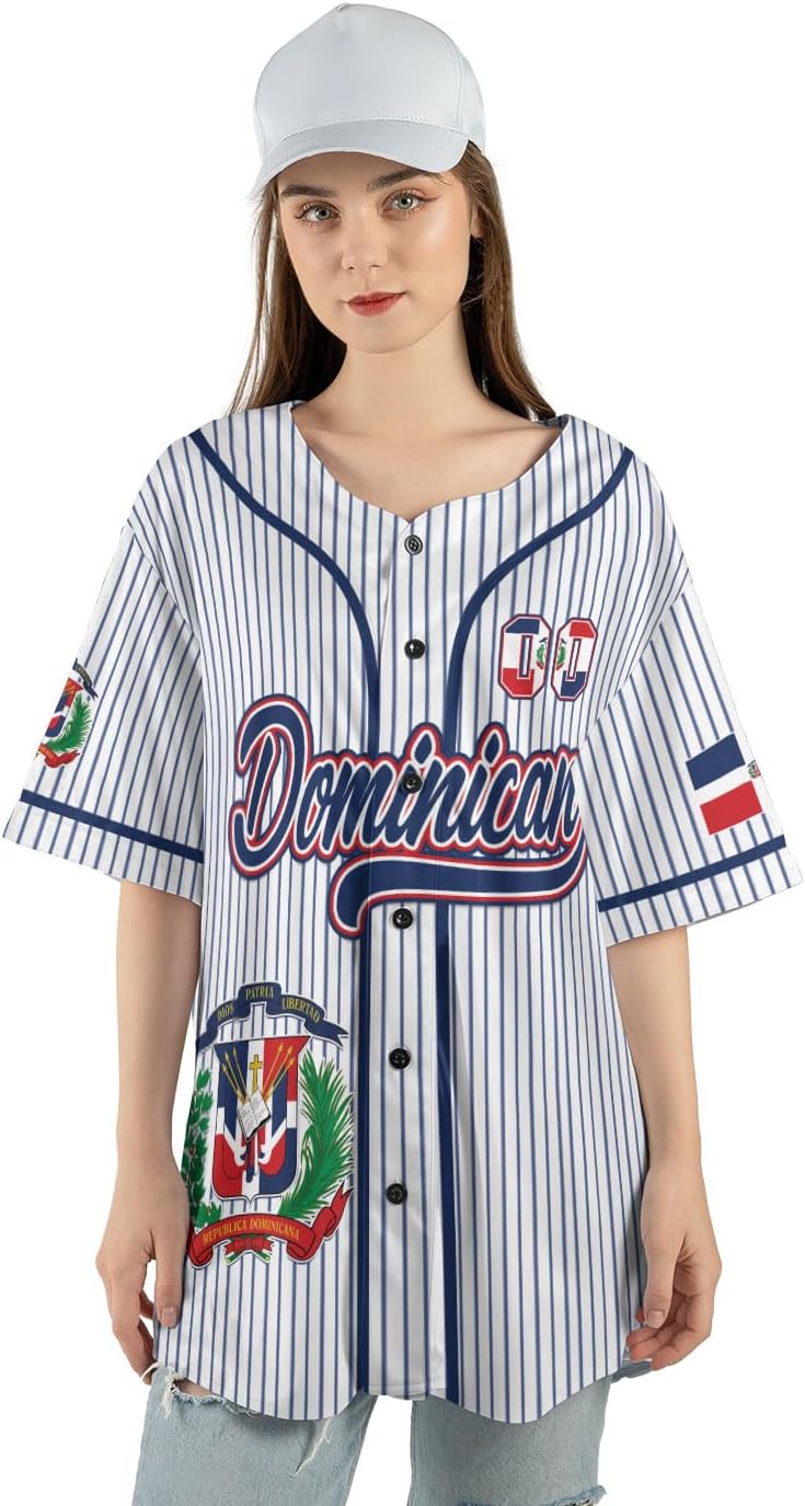 Custom Dominican Jersey for Men Dominican Baseball Jersey Dominican Baseball Jersey Dominicana Shirt Dominican Flag Jersey