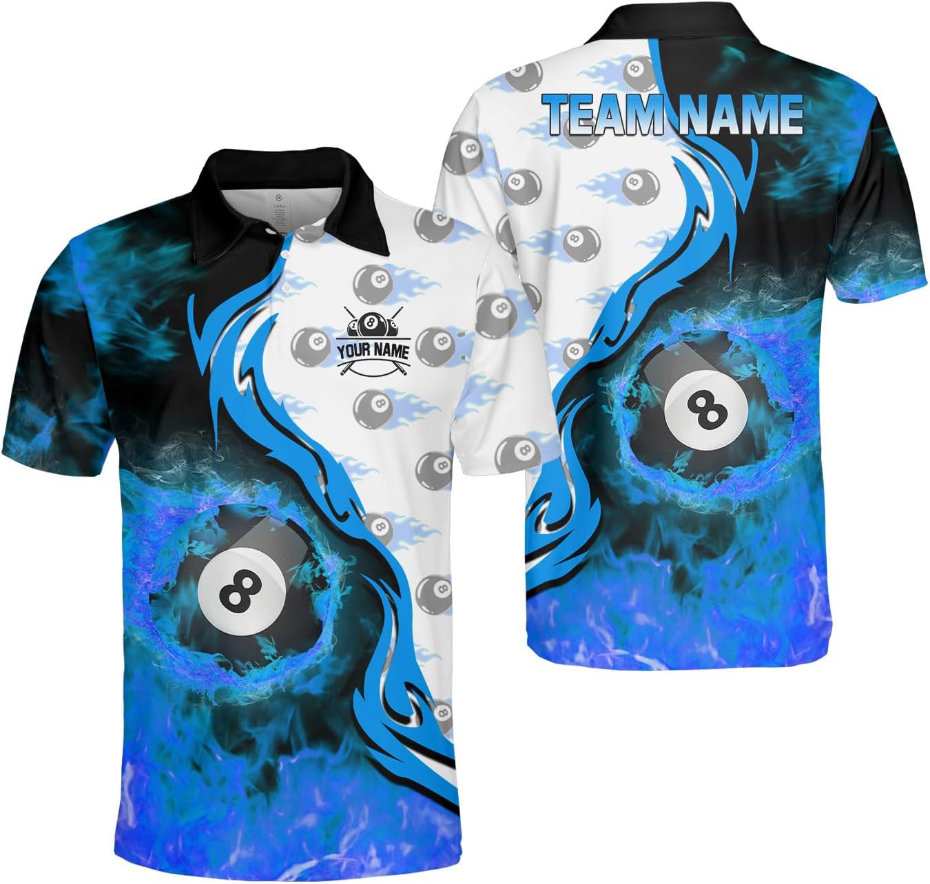 Ligthuy Personalized Billiard Polo 3D, 8 Ball Shirt, Billiards Shirts for Men, Billiard Gifts for Men and Women S-5XL