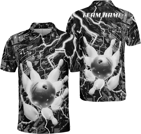 Ligthuy Personalized Name Bowling Polo Shirts 3D for Men and Women, Bowling Shirt, Bowling Shirts for Men Team Bowling Shirt