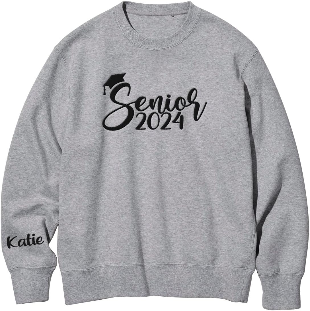 AOVL Personalized 2024 Embroidered Sweatshirt - Graduation Class Of 2024 Senior Class Embroidered Sweatshirt