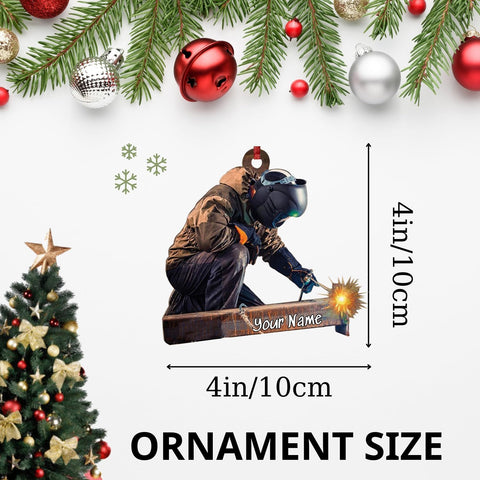 Woseprint Personalized Name Welder Hanging Ornament Gifts for Welders, Welder 2D Ornaments for Christmas Tree, Customized Welder Gifts for Men, Welding Ornaments for Christmas Tree 2024 (Welder2)