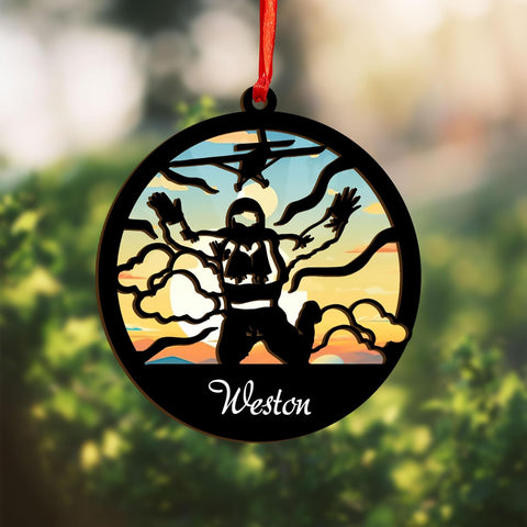 Personalized Parachute Ornament 2024, Custom Skydiving Christmas Ornament, Unique Skydiving Gift, Parachute Ornament, Paragliding Ornament, Paragliding for Men with Name and Year (Acrylic, Style 3)