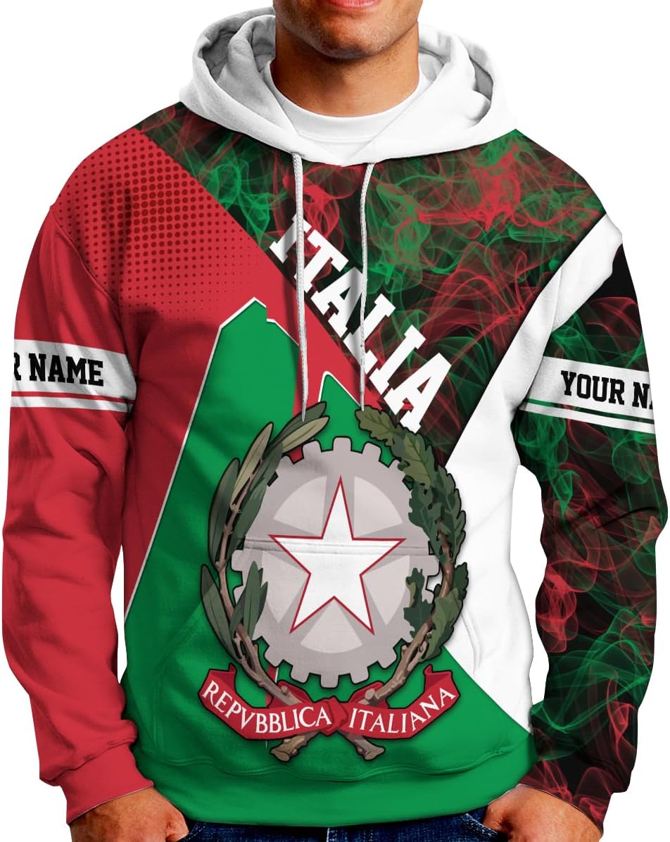 Ligthuy Personalized Name Italy Shirt 3D, Custom Italian Shirt Flag for Men and Women, Italia Shirt Soccer Unisex Size