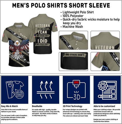 Veteran Polo Shirt for Men Custom US Army Polo Shirts Military Veterans Pride American Flag Gifts Memorial Day Army Shirts