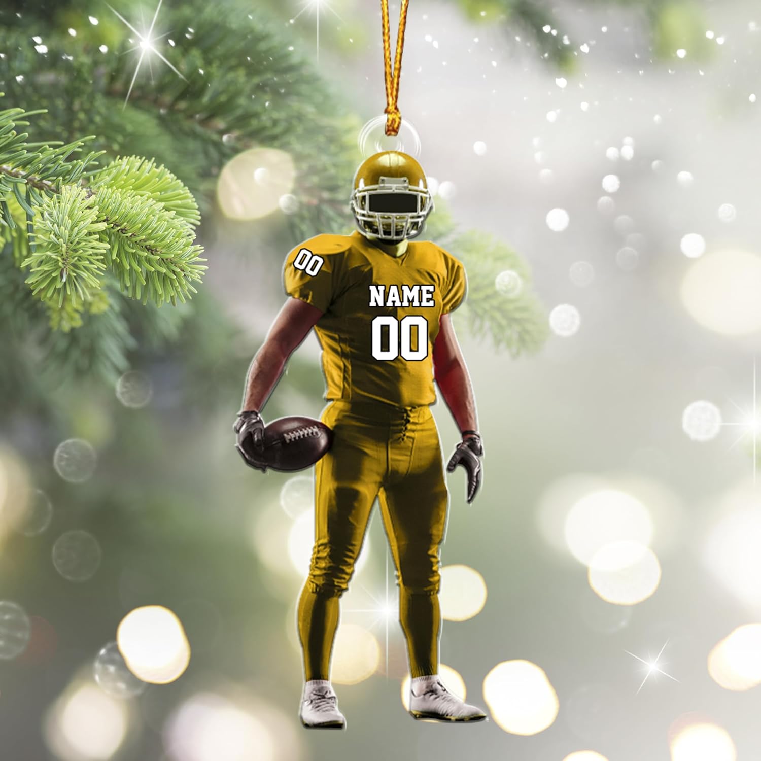 Artparel Personalized Football Ornament Customized Football Christmas Ornaments Football Ornament Christmas Hanging Décor Gift for Football Fans Football Gifts Gift for Football (FBH 6)