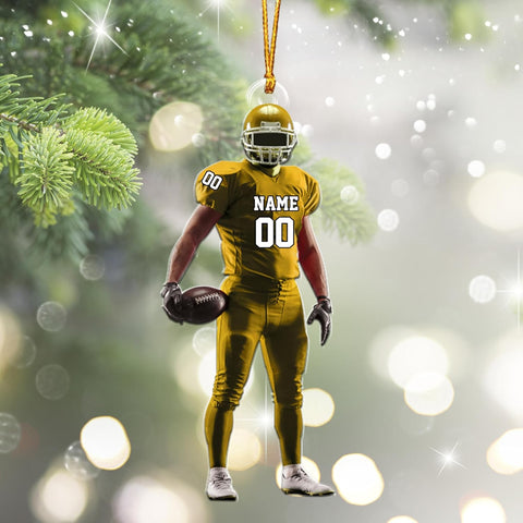 Artparel Personalized Football Ornament Customized Football Christmas Ornaments Football Ornament Christmas Hanging D��cor Gift for Football Fans Football Gifts Gift for Football (FBH 6)
