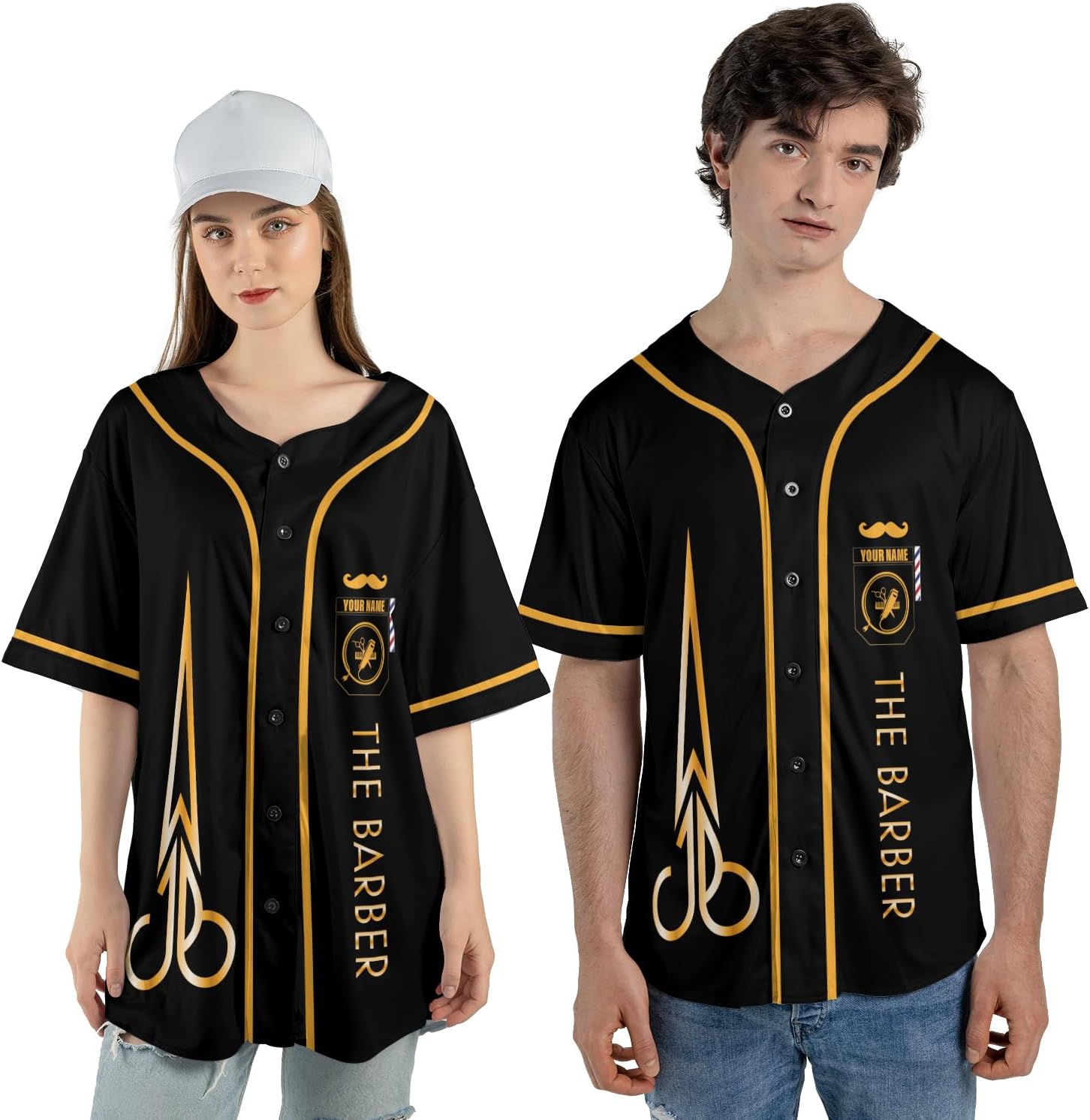 Personalized Barber Shop Baseball Jersey, Hairdresser Jersey, Barber Tools Hat