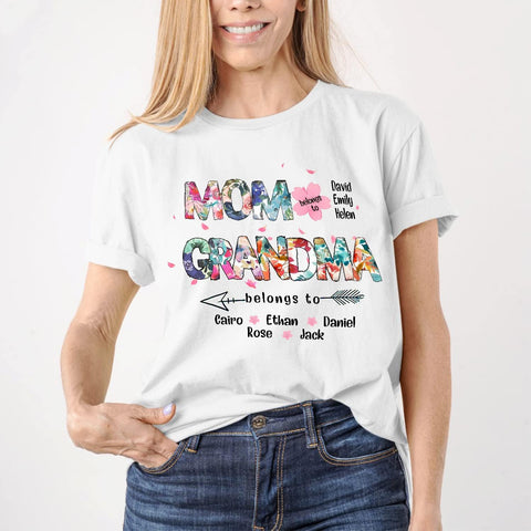 Personalized Mother's Day Tee, Mom and Grandma Belong to Kids, Grandkids Names Shirt for Nana Mimi Mom Grandma Mamaw