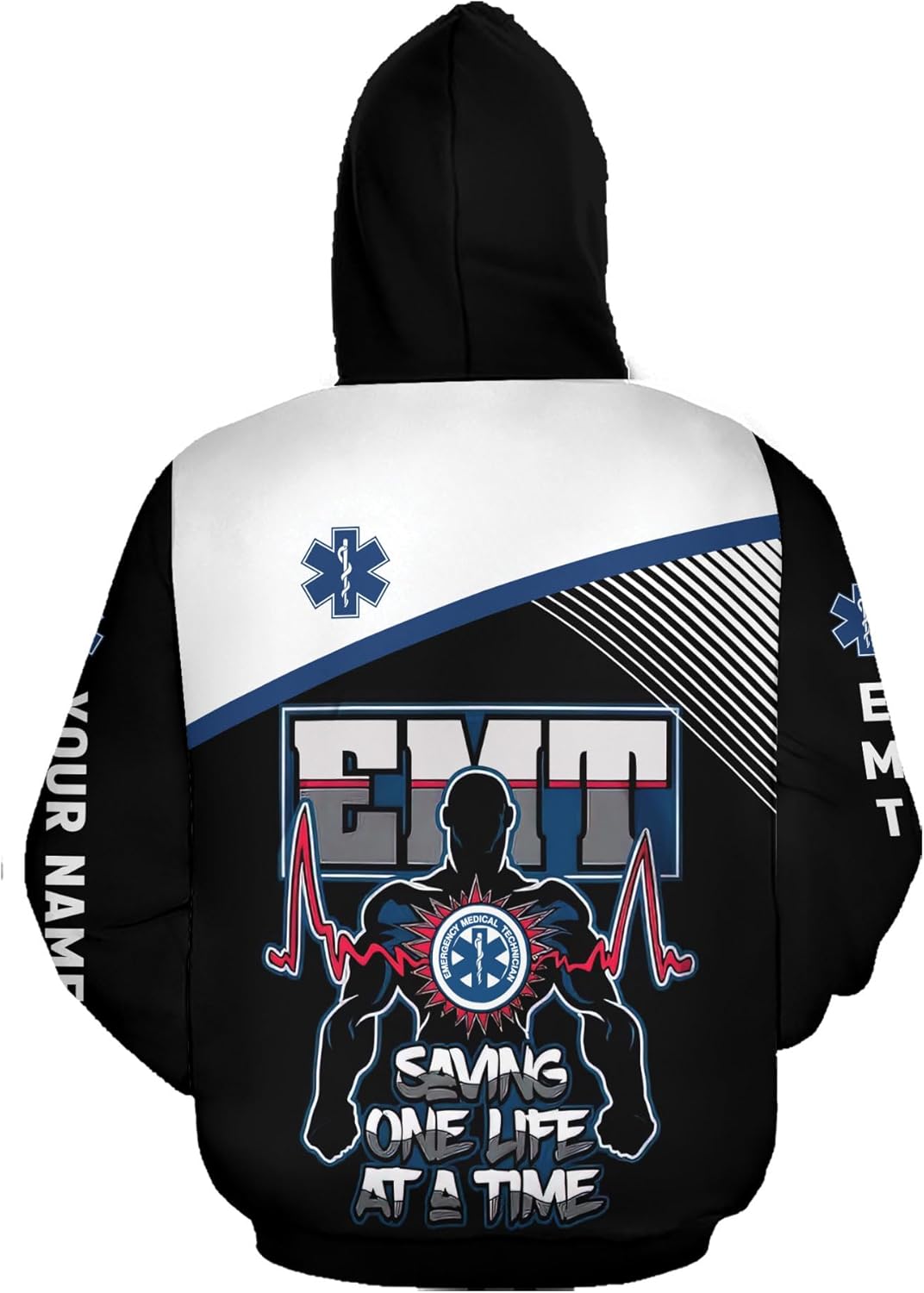 Leeprints Personalized EMT Hoodie EMS Sweatshirt Custom EMS Zip Hoodie Paramedic Uniform Emergency Medical Technician Shirts