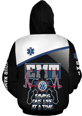 Leeprints Personalized EMT Hoodie EMS Sweatshirt Custom EMS Zip Hoodie Paramedic Uniform Emergency Medical Technician Shirts