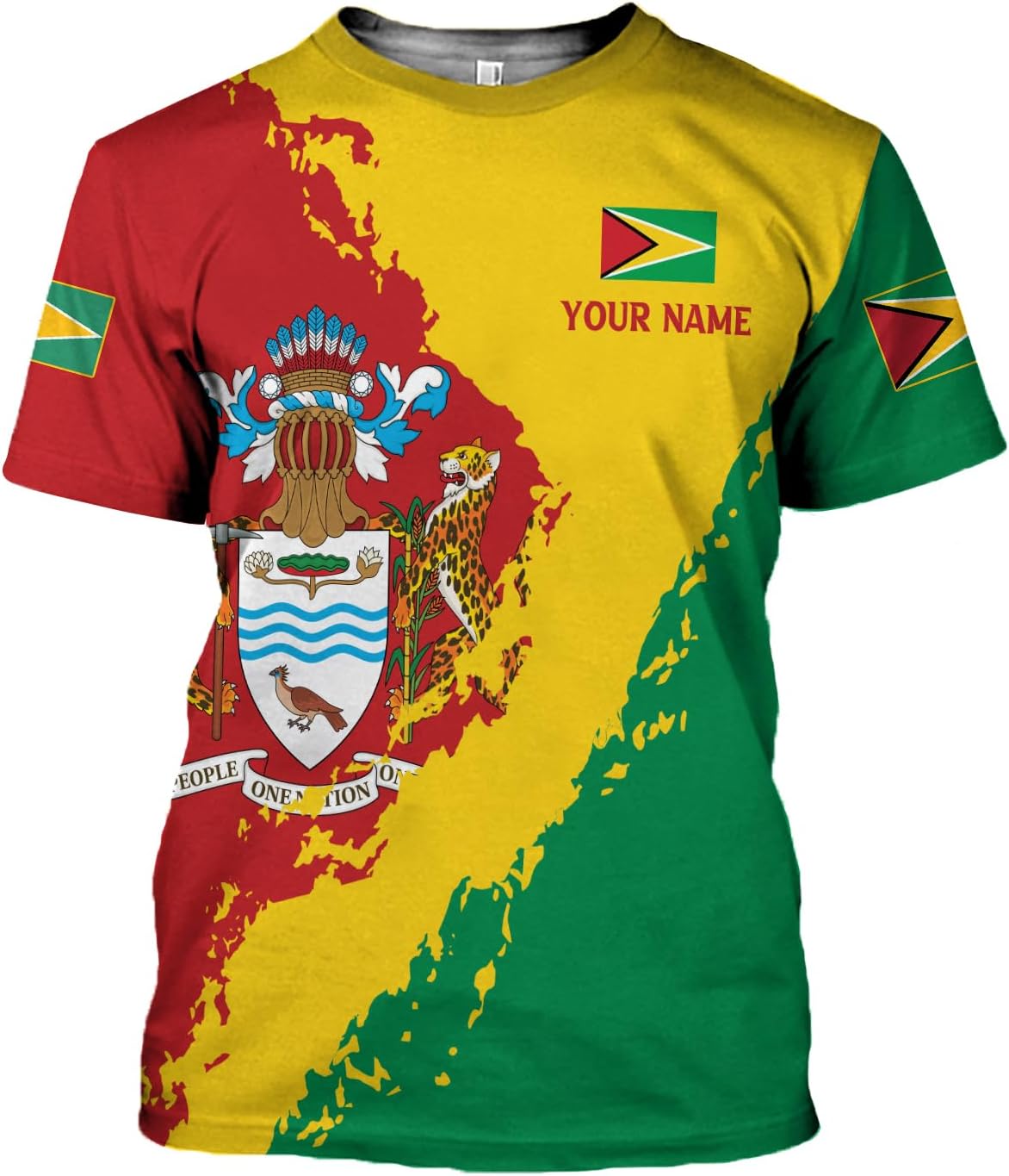 Artparel Personalized Guyana 3D Guyana Flag Shirt - Unisex Adults - Green - Short Sleeves - 5X-Small-Large