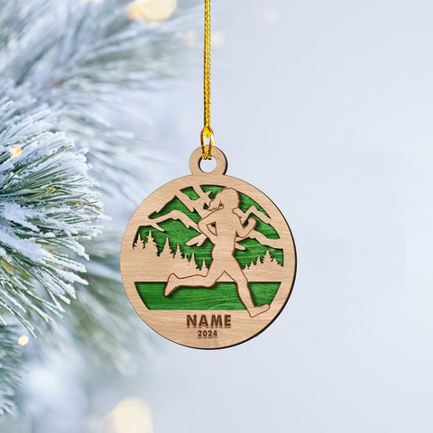 Personalized Runner Ornament, Custom Layer Ornament, Name Running Ornament, Runner Man Woman, Christmas Ornament for Running Lover, Girl Running Pendant, Half Marathon, Cross Country Gift (Style 9)