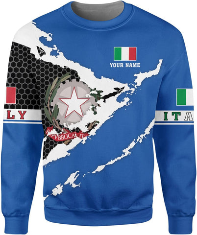 Ligthuy Personalized Name Italy Shirt 3D, Custom Italian Shirt Flag for Men and Women, Italia Shirt Soccer Unisex Size