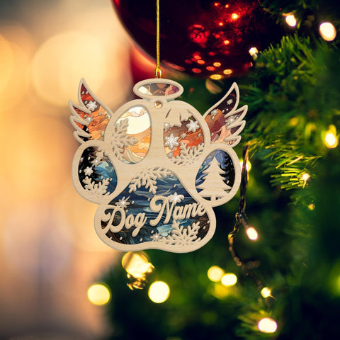 Personalized Suncatcher Wooden Dog Cat Paw Ornament Christmas 2024, Custom Dog Paw Suncatcher Wood Ornaments with Names, Pet Paw Wooden Dog Ornament, Pet Paw Christmas Ornament (PAW 8)