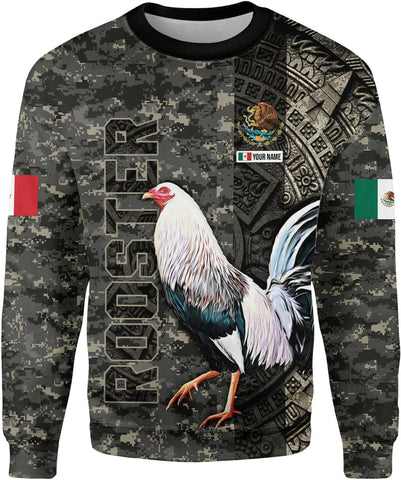 Woseprints Personalized Name Mexican Shirts for Men, Rooster Mexico Shirts for Men, Mexico Shirt Eagle Flag Mexican Eagle