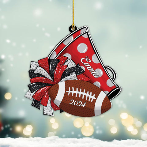MAPrints Personalized Cheerleader Christmas Ornament 2024, Cheerleading Stuff Ornament, Cheer Captain Ornament, Cheer Girl Dancer Cheerleading with Real Red Pompom Ornament for Xmas Tree (Cheer 5)