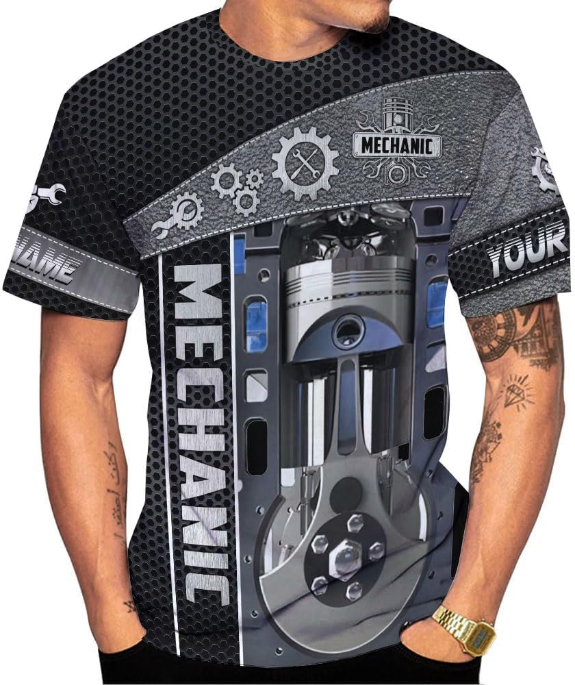 AOVL Personalized Mechanic Shirt 3D Mechanic Shirts Tool Box Mechanic for Men Women Mechanic Garage T-Shirt Mechanics S-5XL