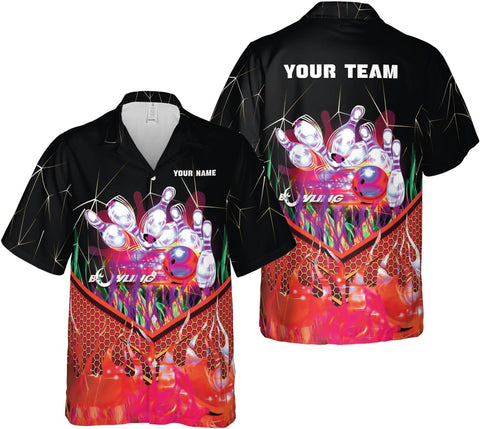Mostprints Personalized Name Bowling Hawaii Shirts for Men and Women 3D, Bowling Shirts for Team Bowling, Bowling Shirts Gift