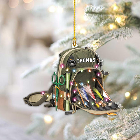 Mostprints Personalized Fishing Ornament Custom Fishing Christmas Ornaments Fishing Vest Christmas Ornaments Gifts for Fishing Lovers Ornament Christmas Hanging Ornament Fisherman Gift (Fishing 4)