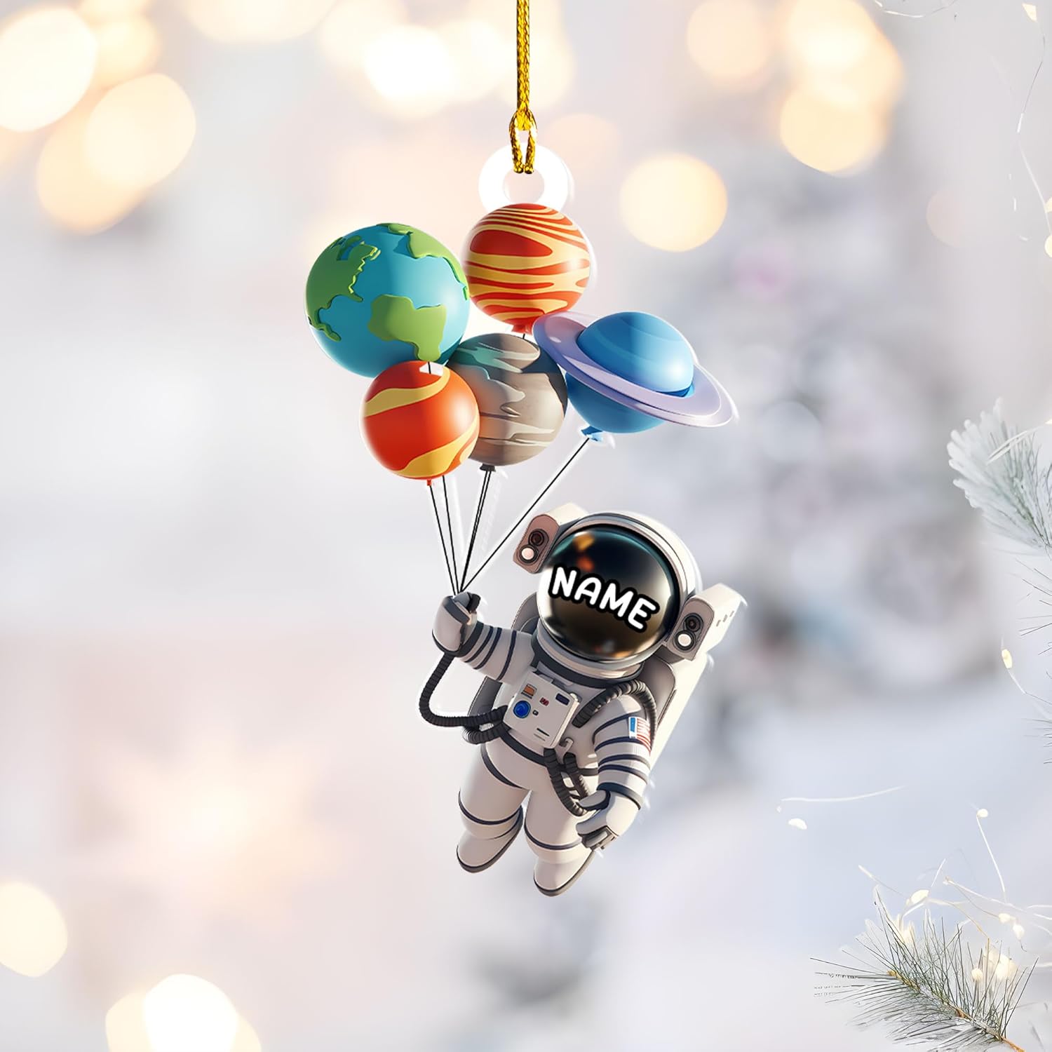 Personalized Astronaut Christmas Ornament Custom Name Rocket Spaceship Ornament for Christmas Tree Xmas Home Decoration Gifts for Boys Children Space (Acrylic, Style 5)
