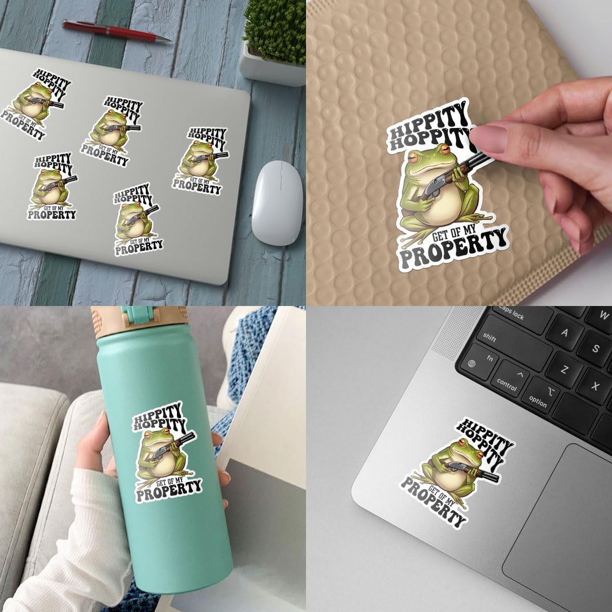 3 Pcs Hippity Hoppity Get of My Property Sticker; Funny Meme Stickers Frog Decal Waterproof Vinyl Stickers Adult; So No Head Sticker for Laptop Kindle Water Bottle Tumbler Phone Case 3"x3"