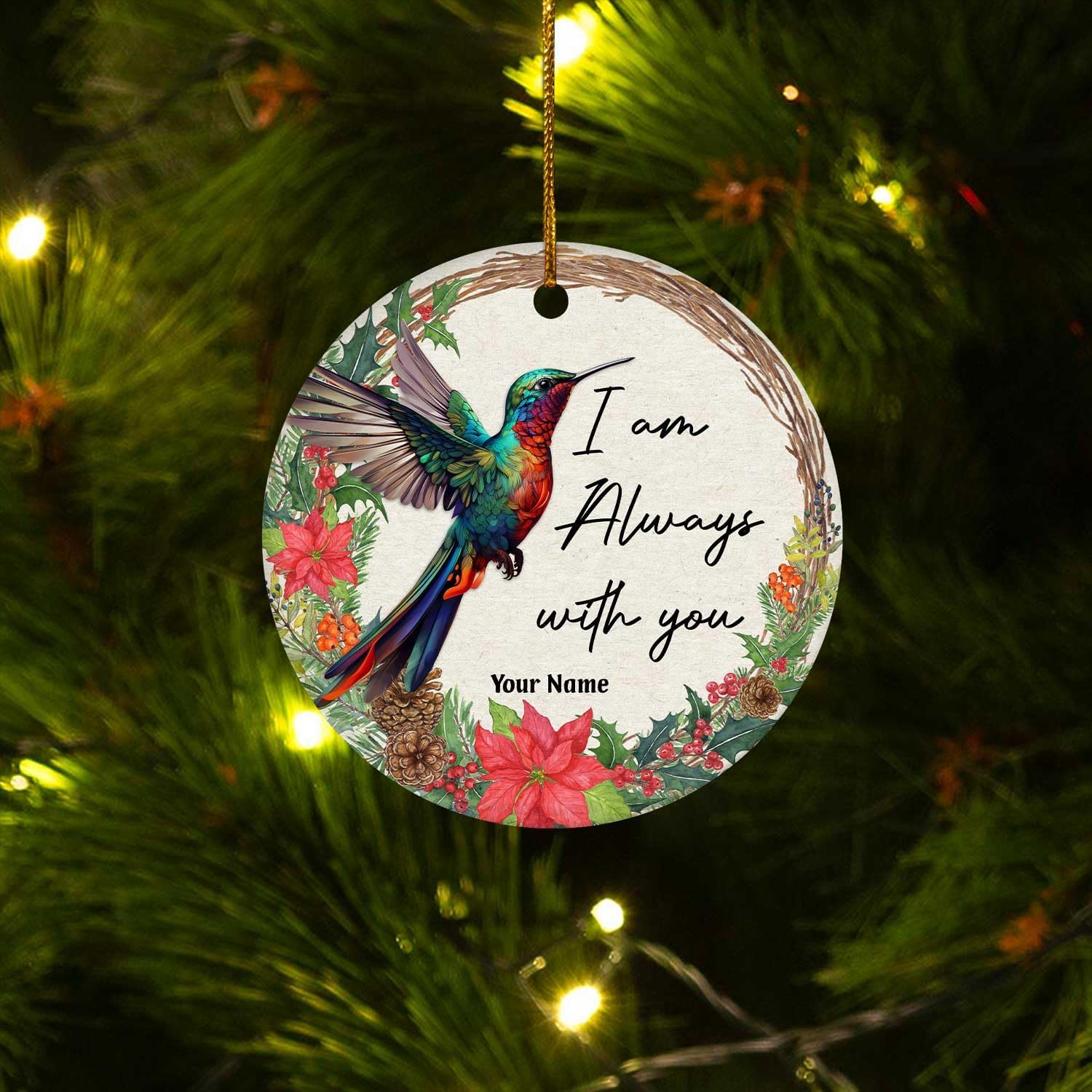 Personalized Hummingbird Ornaments for Christmas Tree 2024, Hummingbird Christmas 2024 Ornament, Bird Ceramic Ornament, Gifts for Bird Lovers (Bird 4)