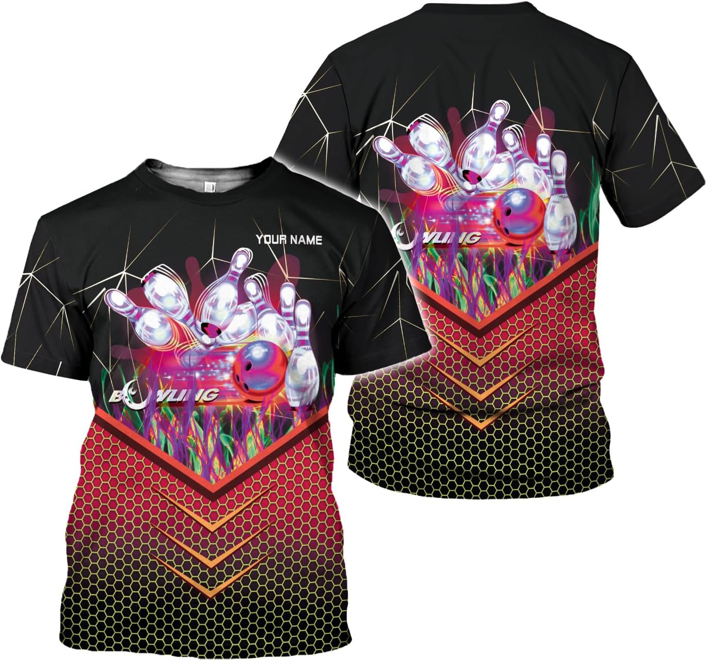 Rivelus Personalized Name Bowling Shirts for Men and Women 3D, Bowling Shirts for Team Bowling, Bowling Shirts Gift