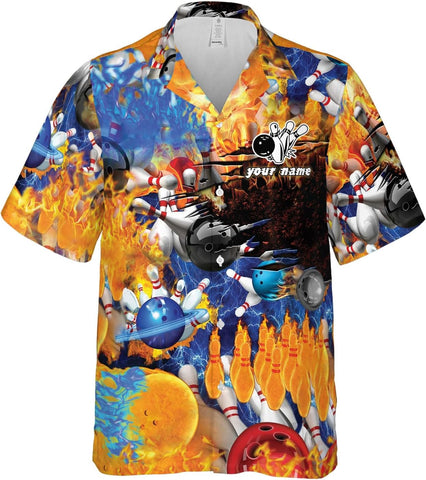 Mostprints Personalized Name Bowling Hawaii Shirts for Men and Women 3D, Bowling Shirts for Team Bowling, Bowling Shirts Gift