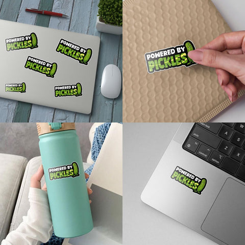 3 Pcs Powered by Pickles Sticker Gift Dill with It Sticker Funny Pickles Powered by Pickle Stickers Pickle Lover Sticker I Love Pickles Sticker for Laptop Bottle Phone Car Helmet Sticker 3"